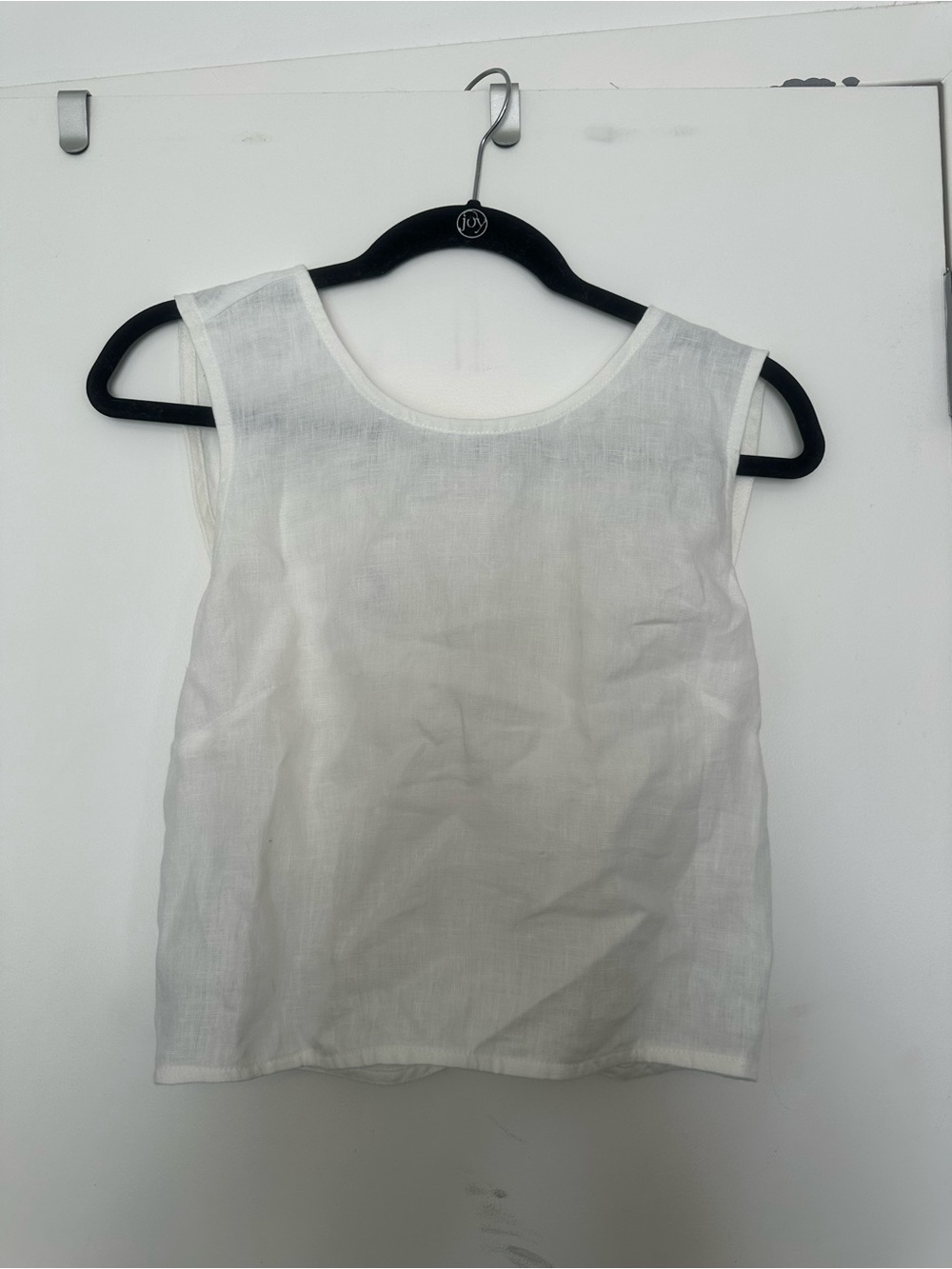 Women's Sleeveless White Linen Blend Tank Top